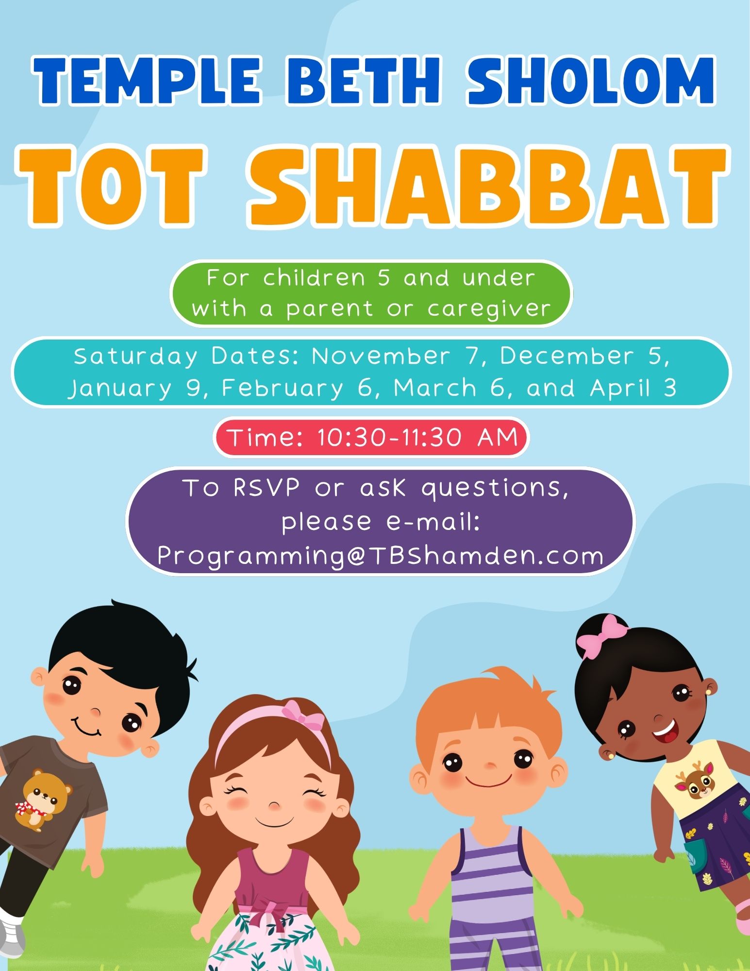 Flyer for Tot Shabbat