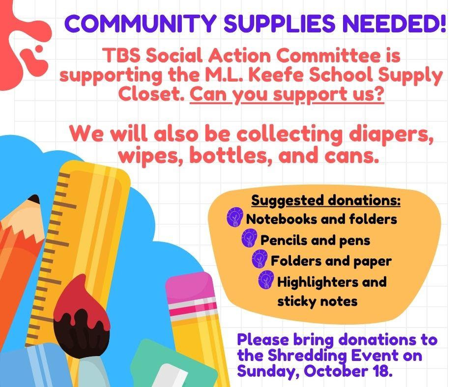 Flyer for School supplies donation